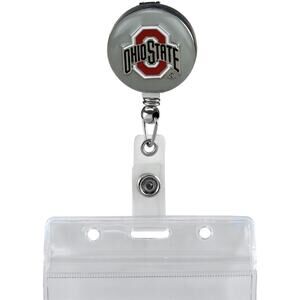 Ohio State Buckeyes Grey Retractable Work ID Badge Reel Holder. NCAA